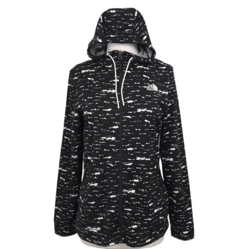 The North Face Black White Splatter Cinder 100Wt Hoodie Full Zip Jacket- Women M